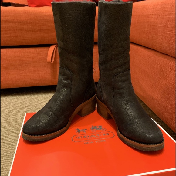 Coach Shoes - ✨SOLD ✨Coach Patsy Metallic Wash Shearling Boots